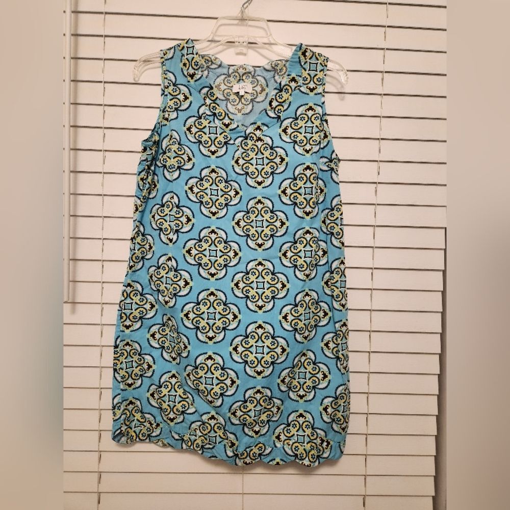 Sleeveless Crown And Ivy Blue Tile Patterned Dress Size 4